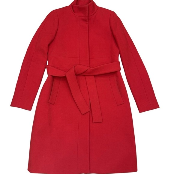 J.Crew Double Cloth By Manifaturra De Carmignano Button Up Coat Peacock Red Sz 4 - Picture 3 of 16